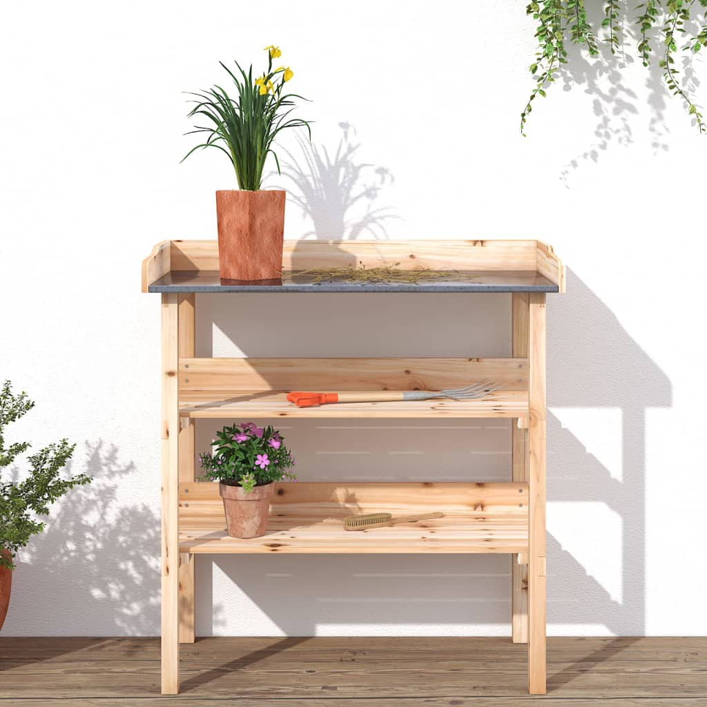 Tavolo Piante con Ripiani 78x38x,82,5cm Legno Massello Abete - homemem39