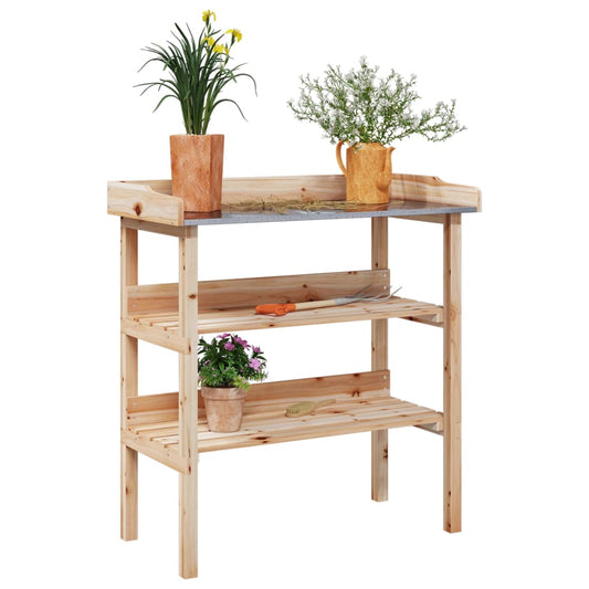 Tavolo Piante con Ripiani 78x38x,82,5cm Legno Massello Abete - homemem39