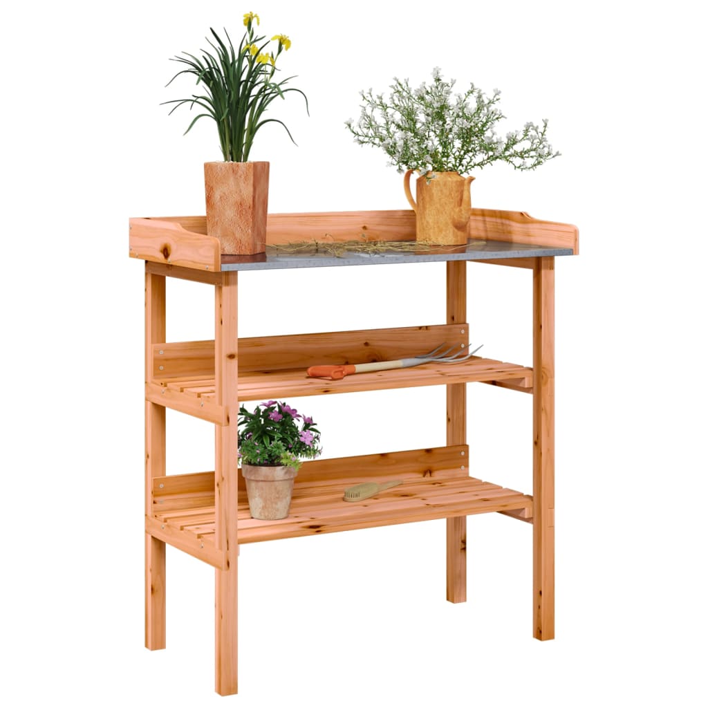 Tavolo Piante con Ripiani Marrone 78x38x,82,5cm Massello Abete - homemem39