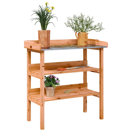 Tavolo Piante con Ripiani Marrone 78x38x,82,5cm Massello Abete - homemem39