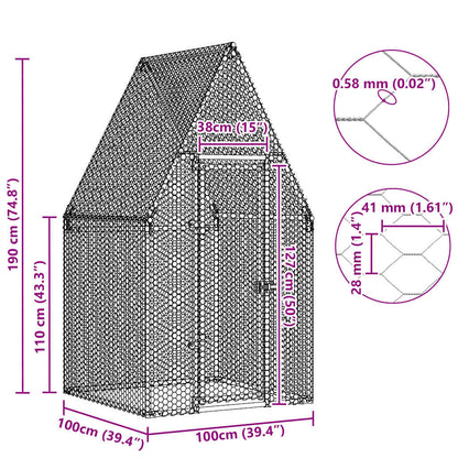 Gabbia per Polli Argento 100x100x190 cm in Acciaio Zincato | homemem39