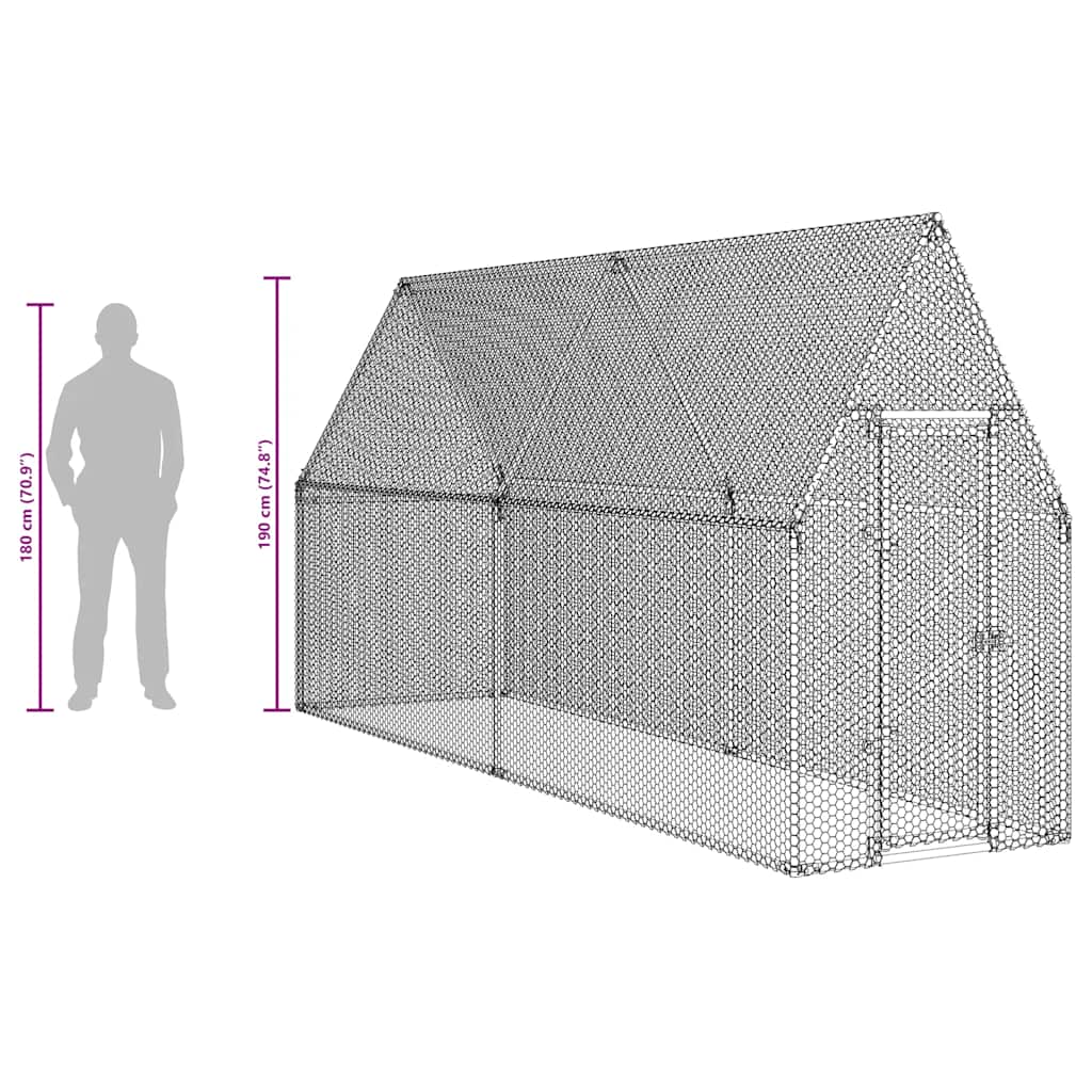 Gabbia per Polli Argento 400x100x190 cm in Acciaio Zincato | homemem39