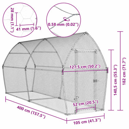 Gabbia per Polli Argento 400x105x182 cm in Acciaio Zincato | homemem39