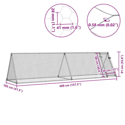 Gabbia per Polli Argento 400x105x91 cm in Acciaio Zincato | homemem39
