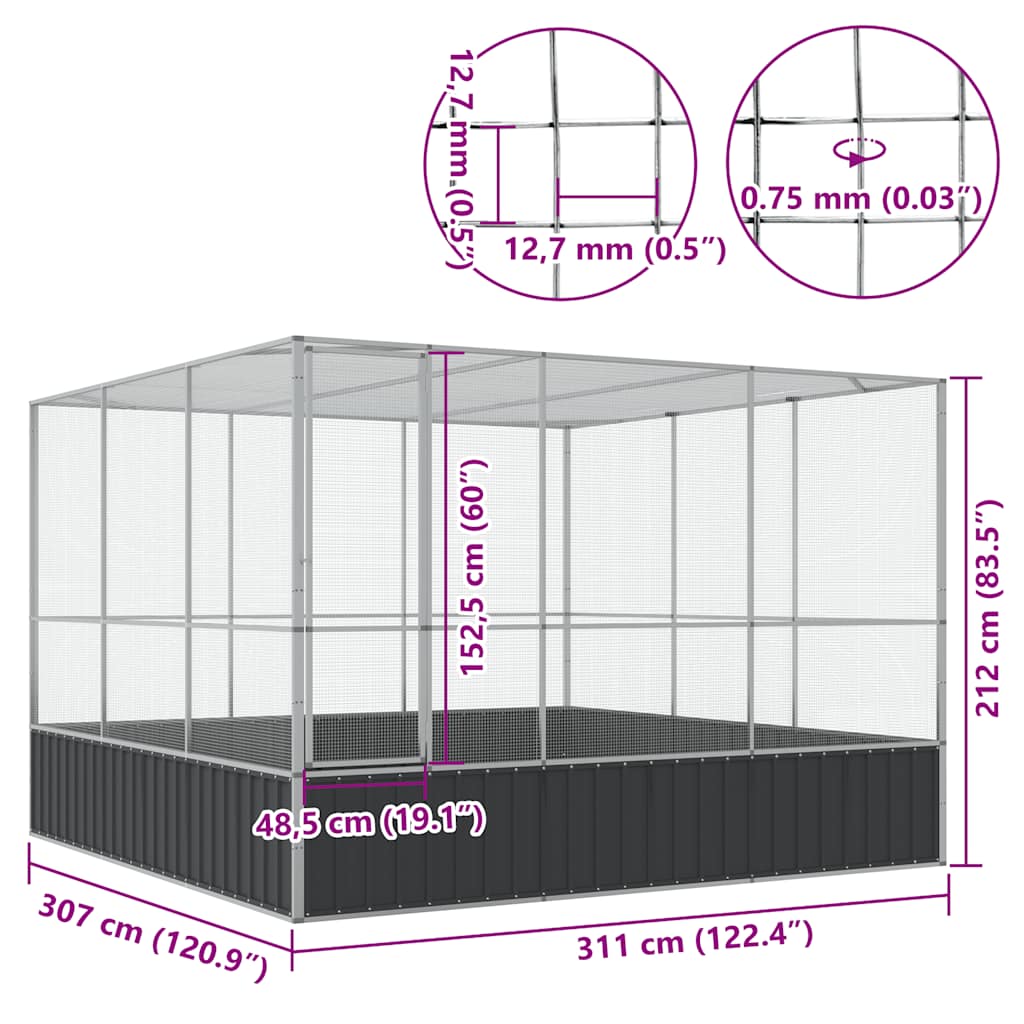Voliera Argento 311x307x212 cm in Acciaio - homemem39