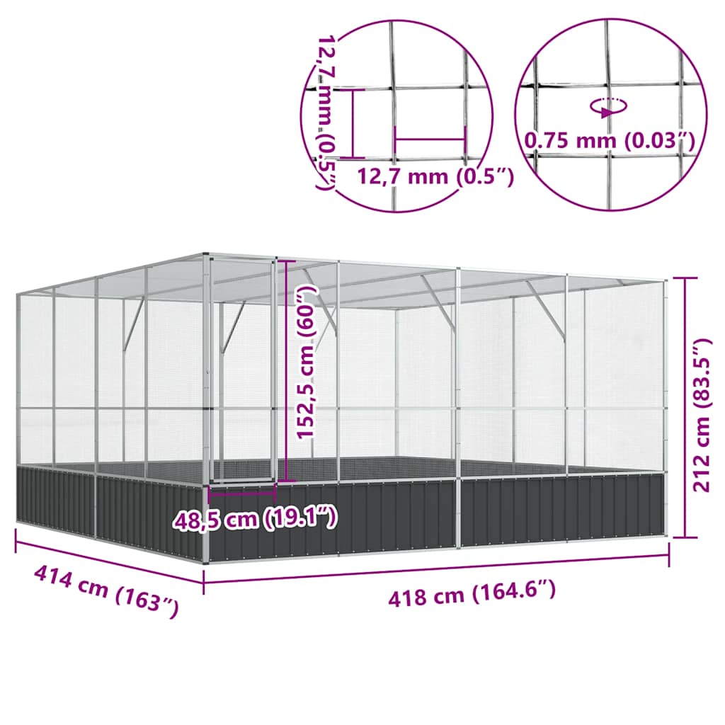 Voliera Argento 418x414x212 cm in Acciaio | homemem39