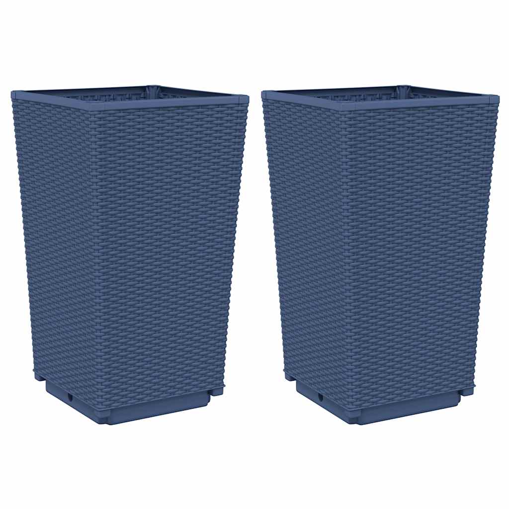 Fioriere da Giardino 2 pz Grigio Blu 32,5x32,5x57 cm in PP | homemem39