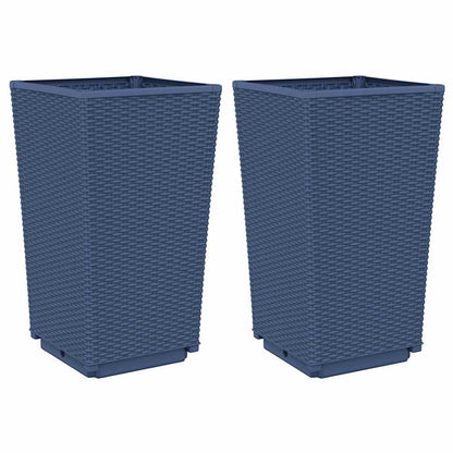 Fioriere da Giardino 2 pz Grigio Blu 32,5x32,5x57 cm in PP | homemem39