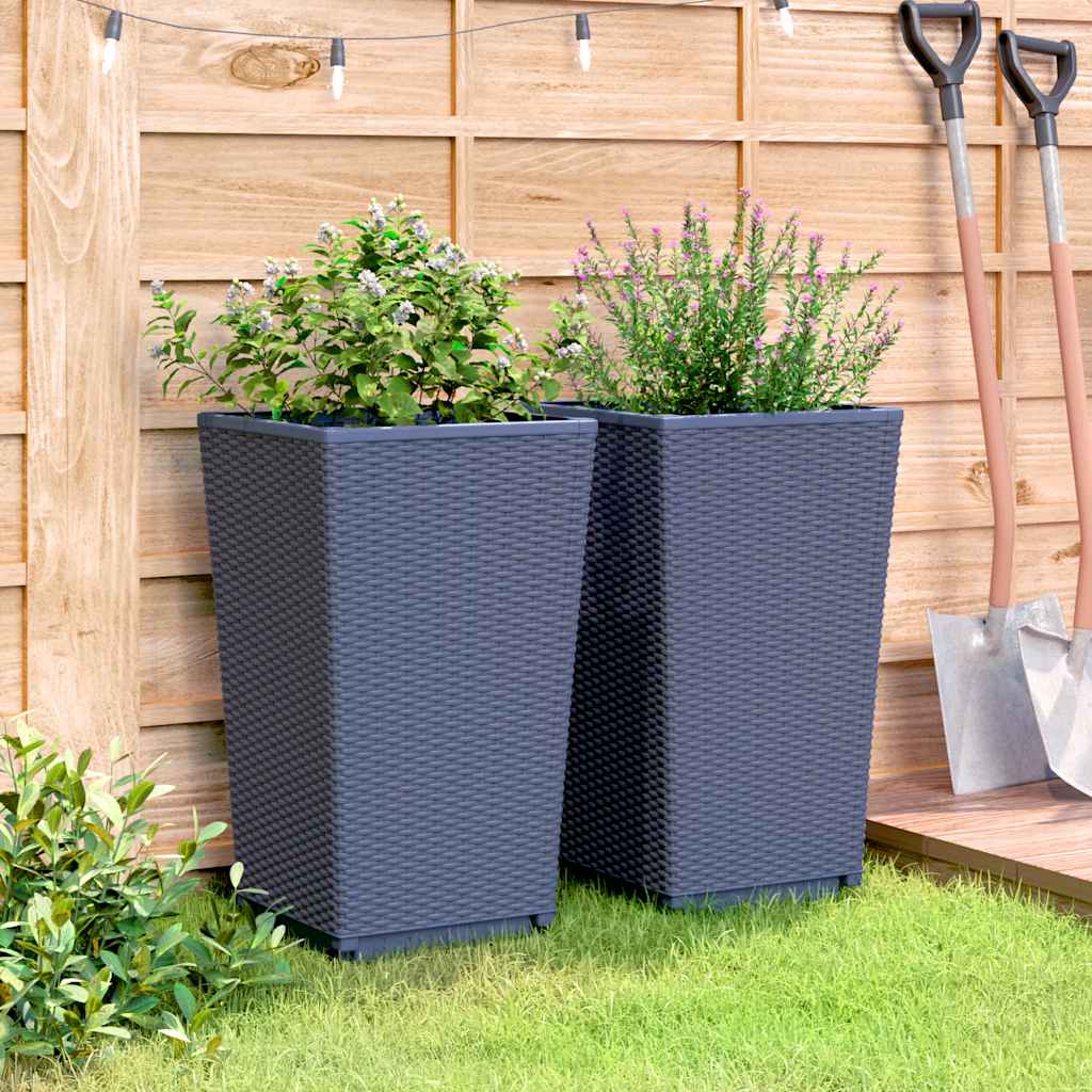 Fioriere da Giardino 2 pz Grigio Blu 32,5x32,5x57 cm in PP | homemem39