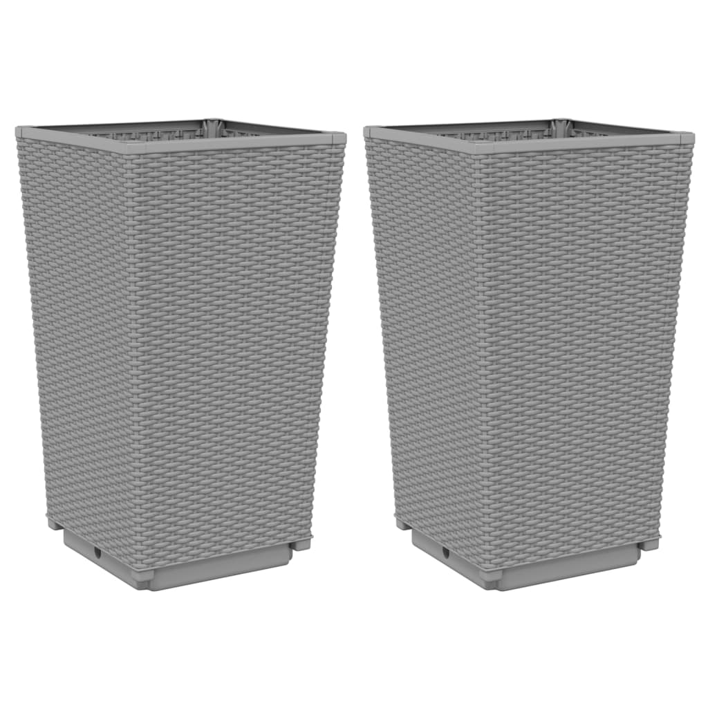 Fioriere da Giardino 2 pz Grigio Chiaro 32,5x32,5x57 cm in PP | homemem39