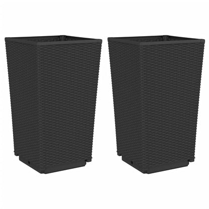 Fioriere da Giardino 2 pz Nere 32,5x32,5x57 cm in PP | homemem39