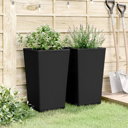 Fioriere da Giardino 2 pz Nere 32,5x32,5x57 cm in PP | homemem39