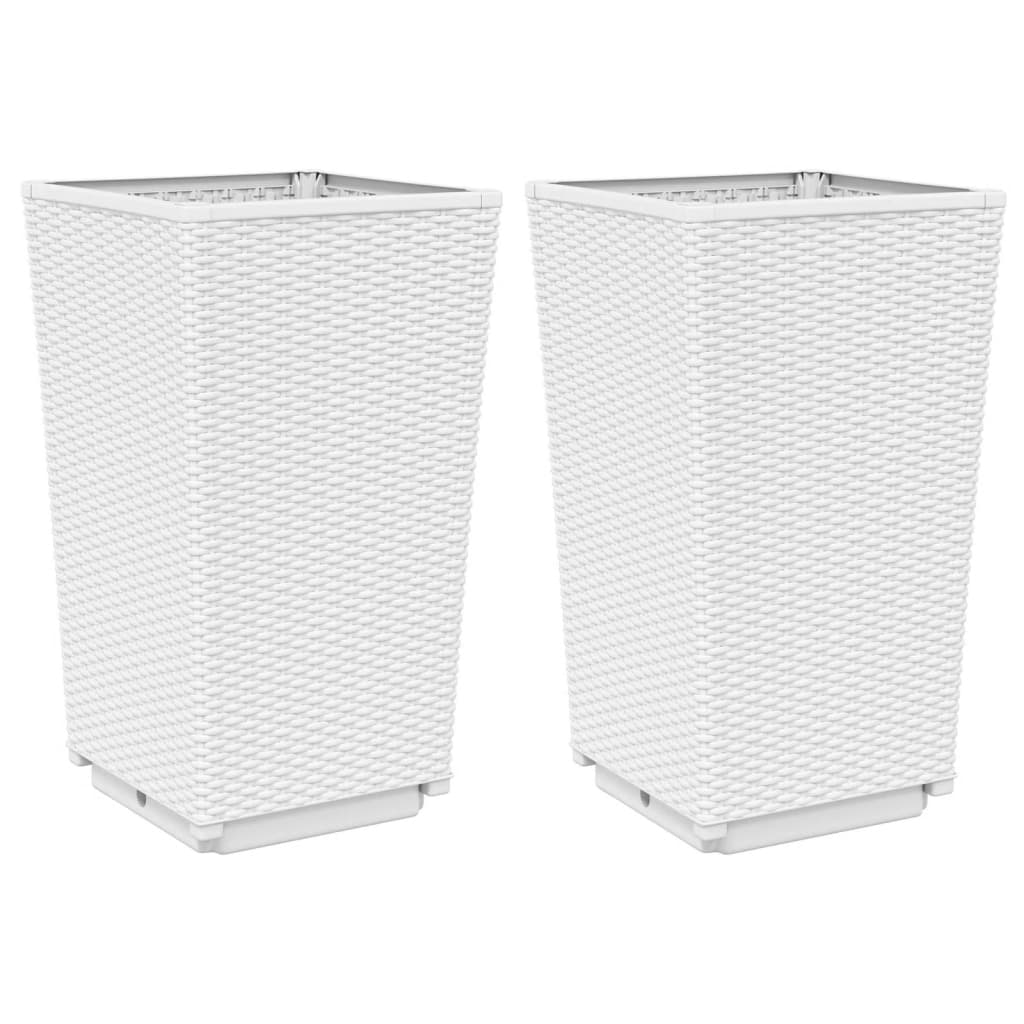 Fioriere da Giardino 2 pz Bianche 32,5x32,5x57 cm in PP | homemem39