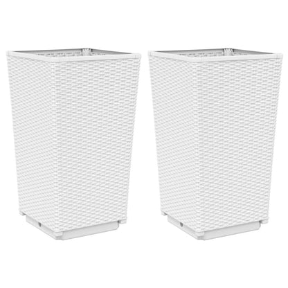 Fioriere da Giardino 2 pz Bianche 32,5x32,5x57 cm in PP | homemem39