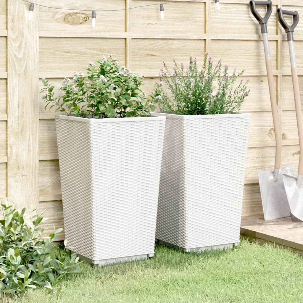 Fioriere da Giardino 2 pz Bianche 32,5x32,5x57 cm in PP | homemem39
