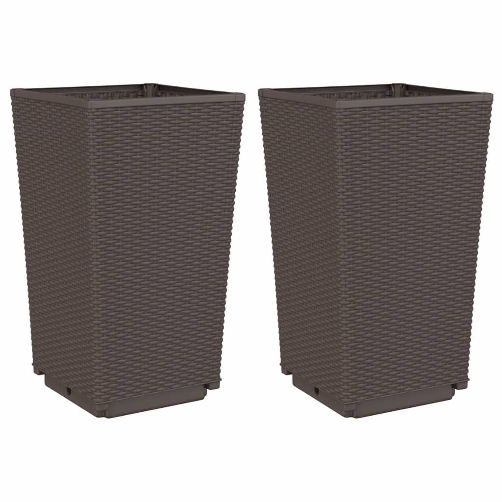 Fioriere da Giardino 2 pz Marrone 32,5x32,5x57 cm in PP - homemem39