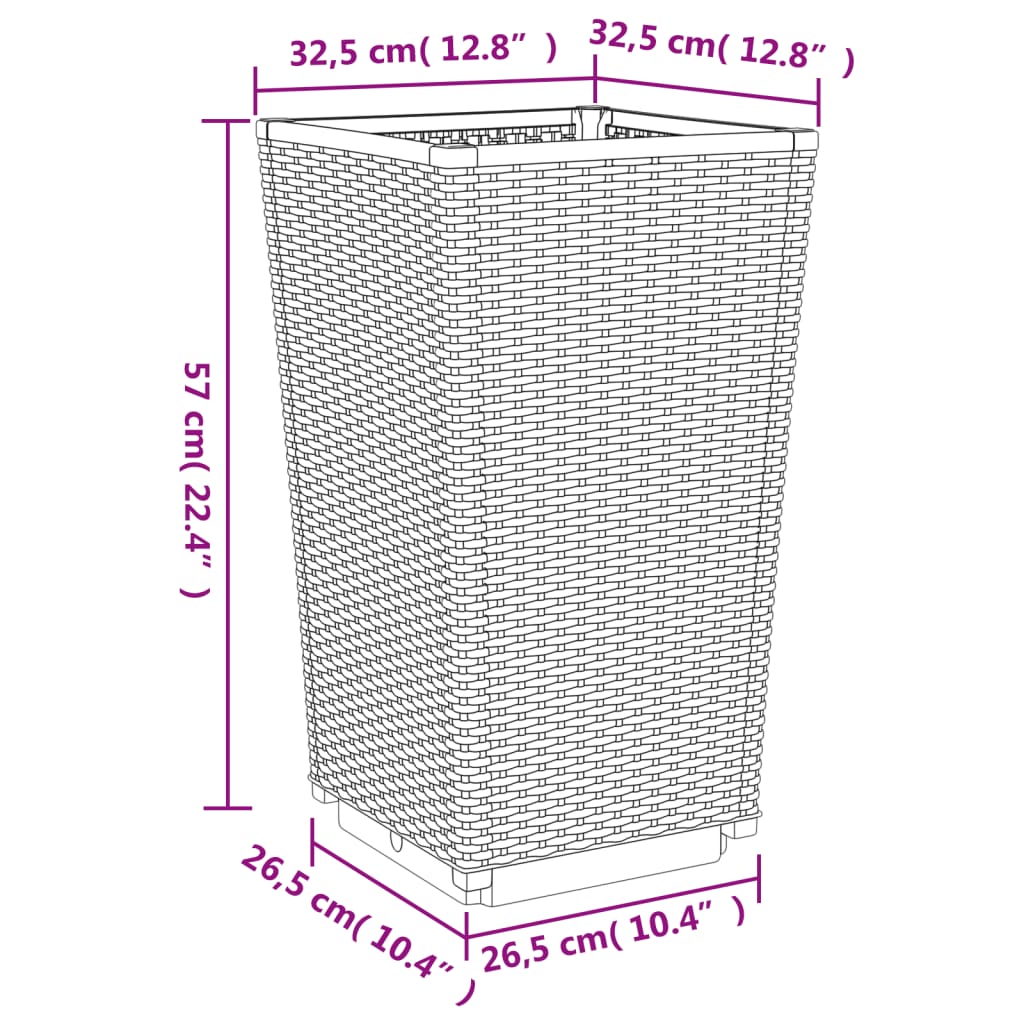 Fioriere da Giardino 2 pz Marrone 32,5x32,5x57 cm in PP - homemem39