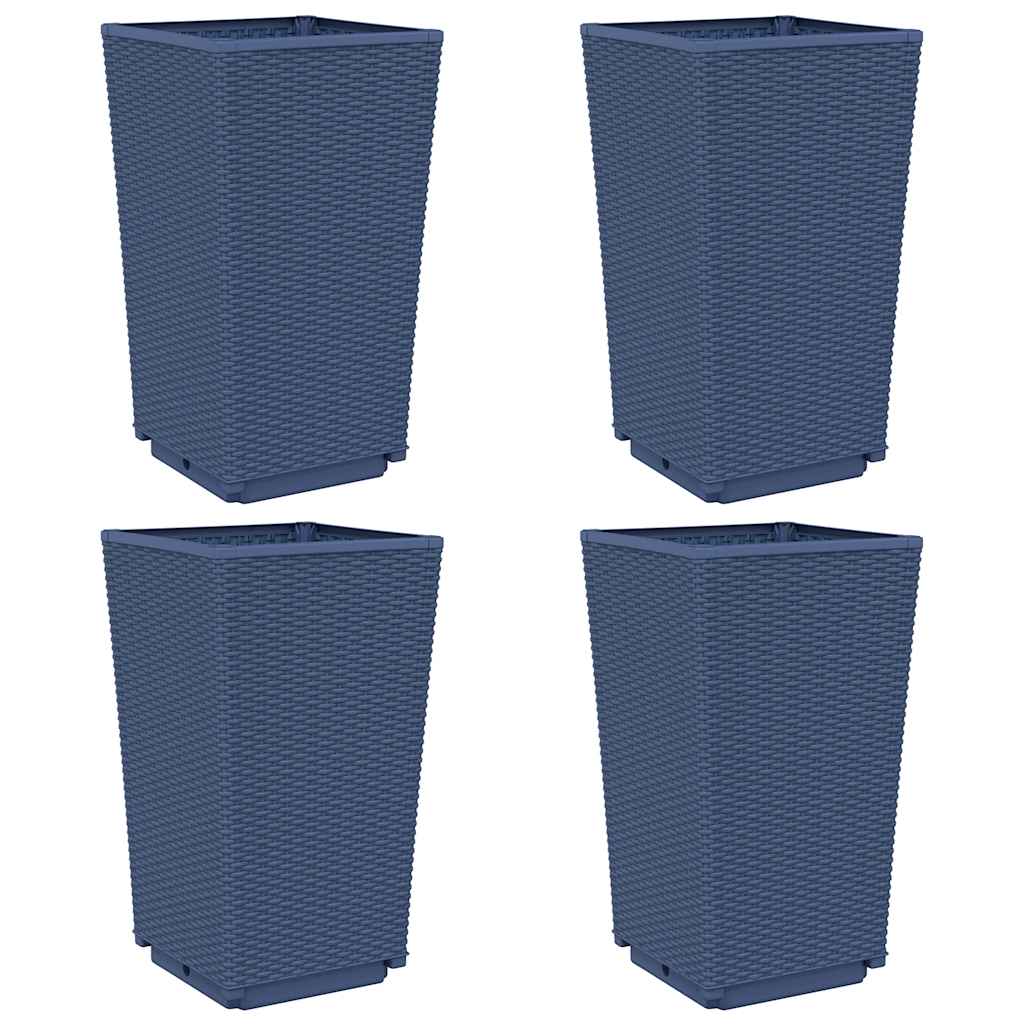 Fioriere da Giardino 4 pz Grigio Blu 32,5x32,5x57 cm in PP | homemem39