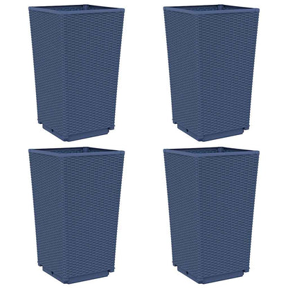 Fioriere da Giardino 4 pz Grigio Blu 32,5x32,5x57 cm in PP | homemem39