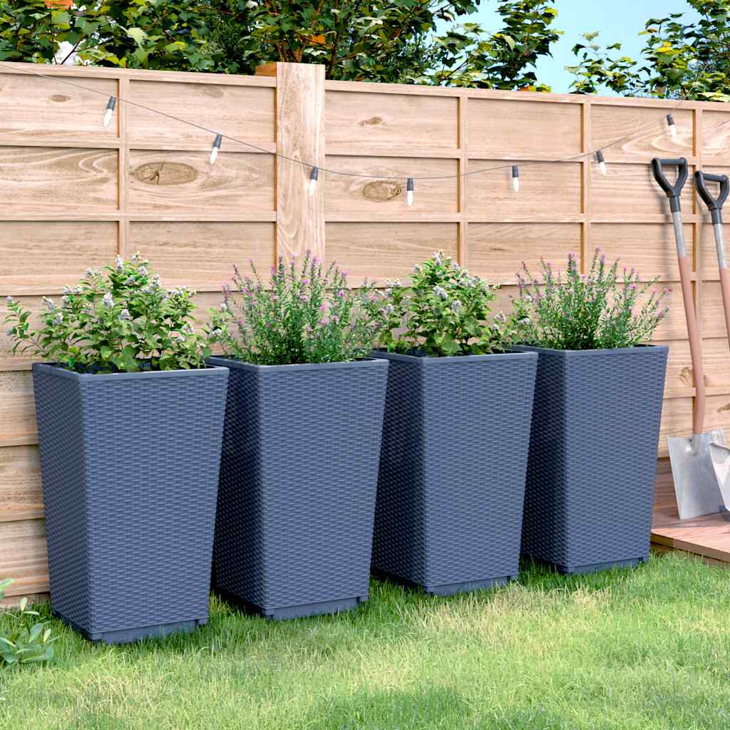 Fioriere da Giardino 4 pz Grigio Blu 32,5x32,5x57 cm in PP | homemem39