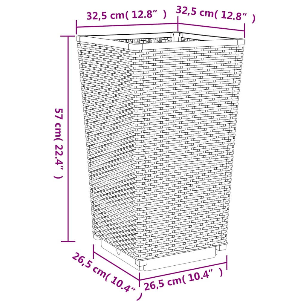 Fioriere da Giardino 4 pz Grigio Blu 32,5x32,5x57 cm in PP | homemem39