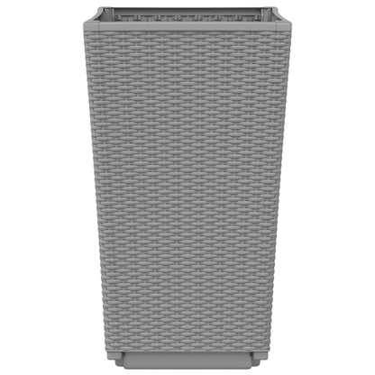 Fioriere da Giardino 4 pz Grigio Chiaro 32,5x32,5x57 cm in PP