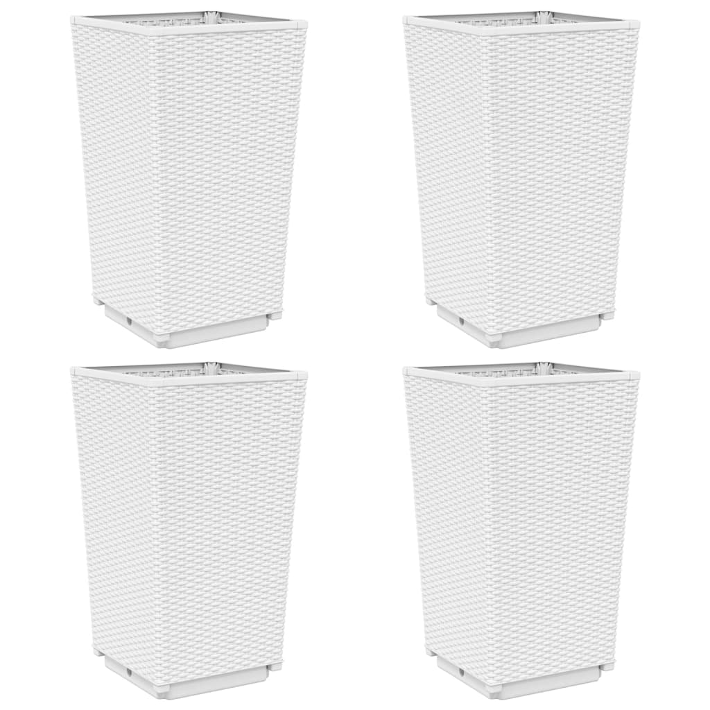 Fioriere da Giardino 4 pz Bianche 32,5x32,5x57 cm in PP - homemem39