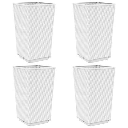 Fioriere da Giardino 4 pz Bianche 32,5x32,5x57 cm in PP - homemem39