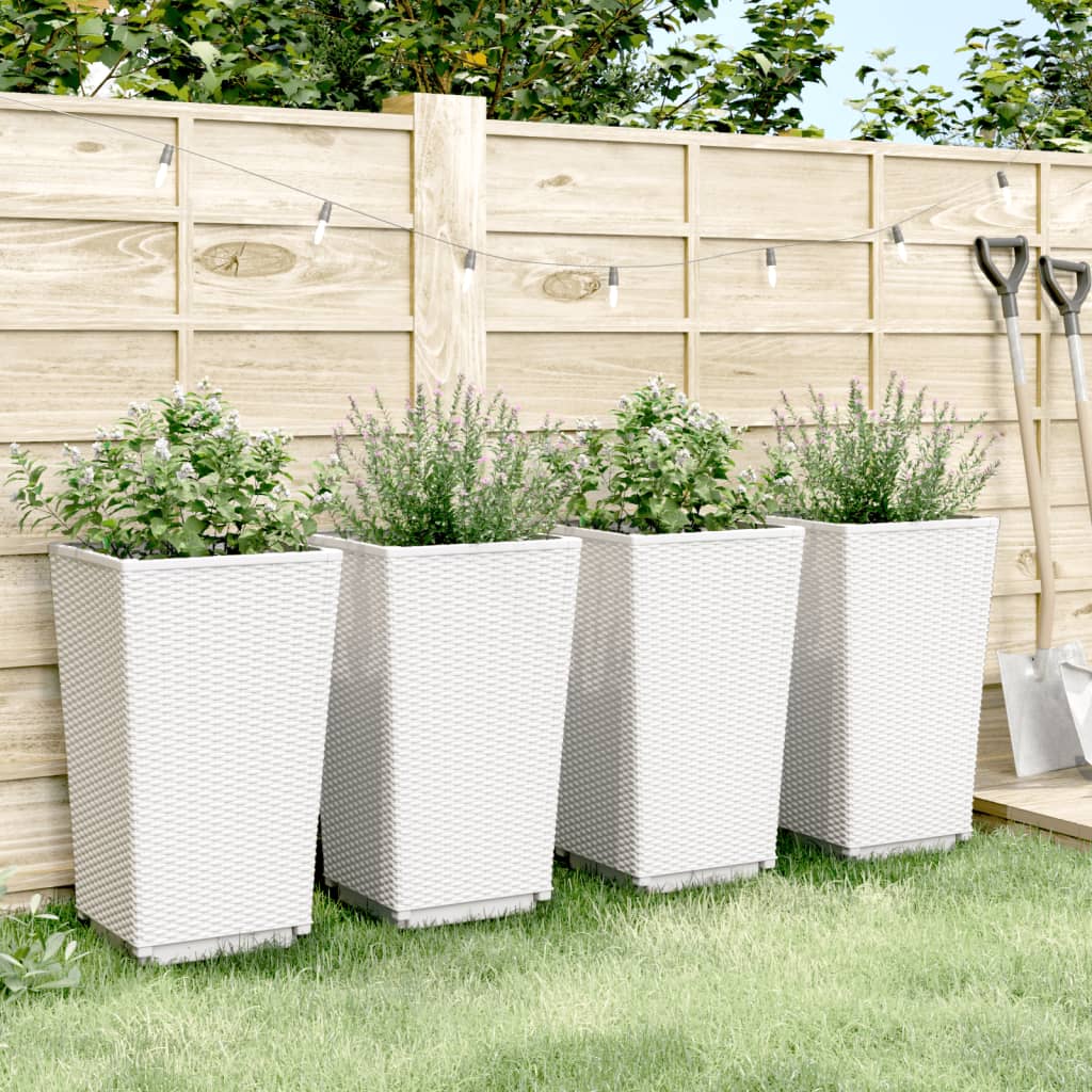 Fioriere da Giardino 4 pz Bianche 32,5x32,5x57 cm in PP - homemem39