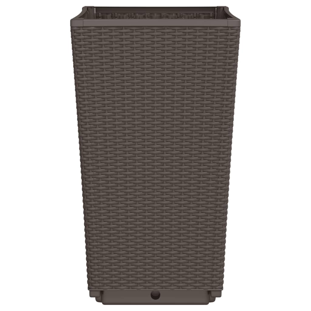 Fioriere da Giardino 4 pz Marrone 32,5x32,5x57 cm in PP