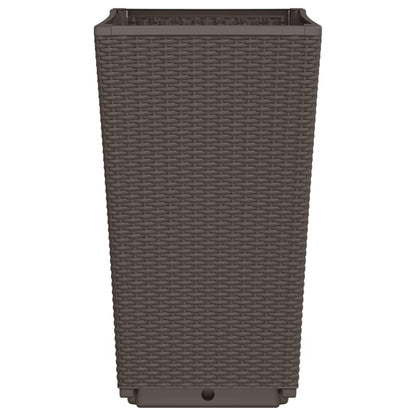 Fioriere da Giardino 4 pz Marrone 32,5x32,5x57 cm in PP