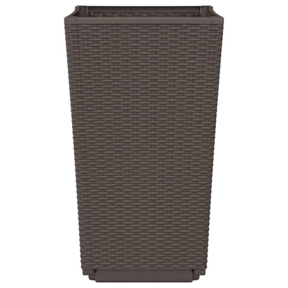 Fioriere da Giardino 4 pz Marrone 32,5x32,5x57 cm in PP