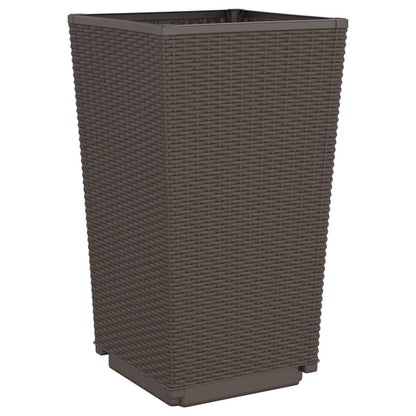 Fioriere da Giardino 4 pz Marrone 32,5x32,5x57 cm in PP