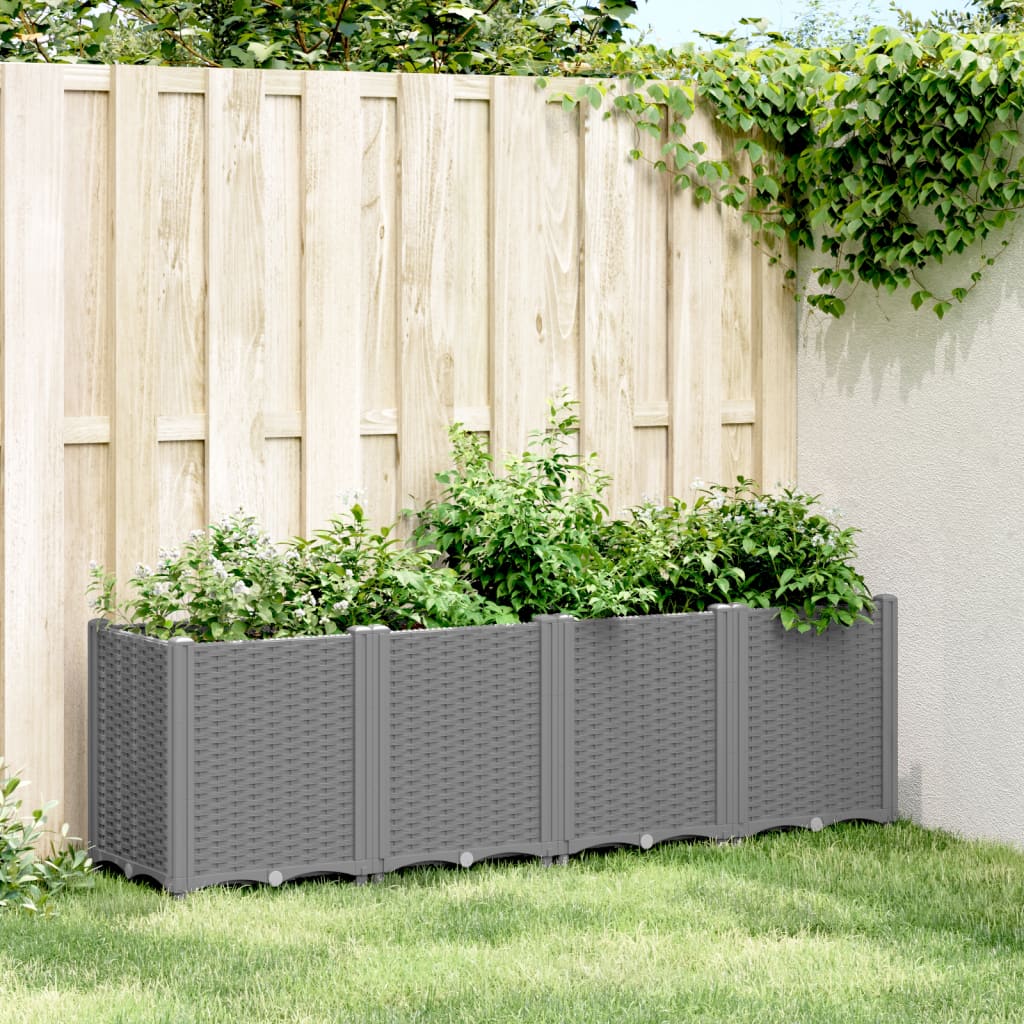 Fioriera da Giardino Grigio Chiaro 160x40x53 cm in PP - homemem39