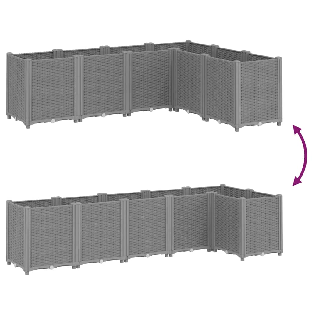 Fioriera da Giardino Grigio Chiaro 160x120x53 cm in PP | homemem39