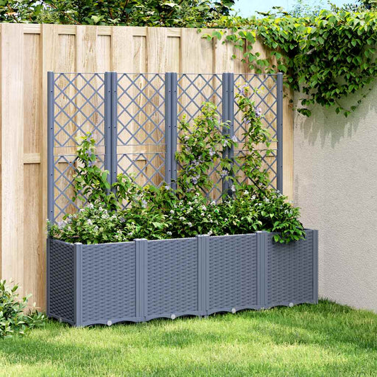 Fioriera Giardino con Traliccio Grigio Blu 160x40x140 cm PP - homemem39