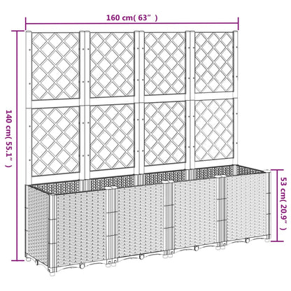 Fioriera Giardino con Traliccio Grigio Chiaro 160x40x140 cm PP