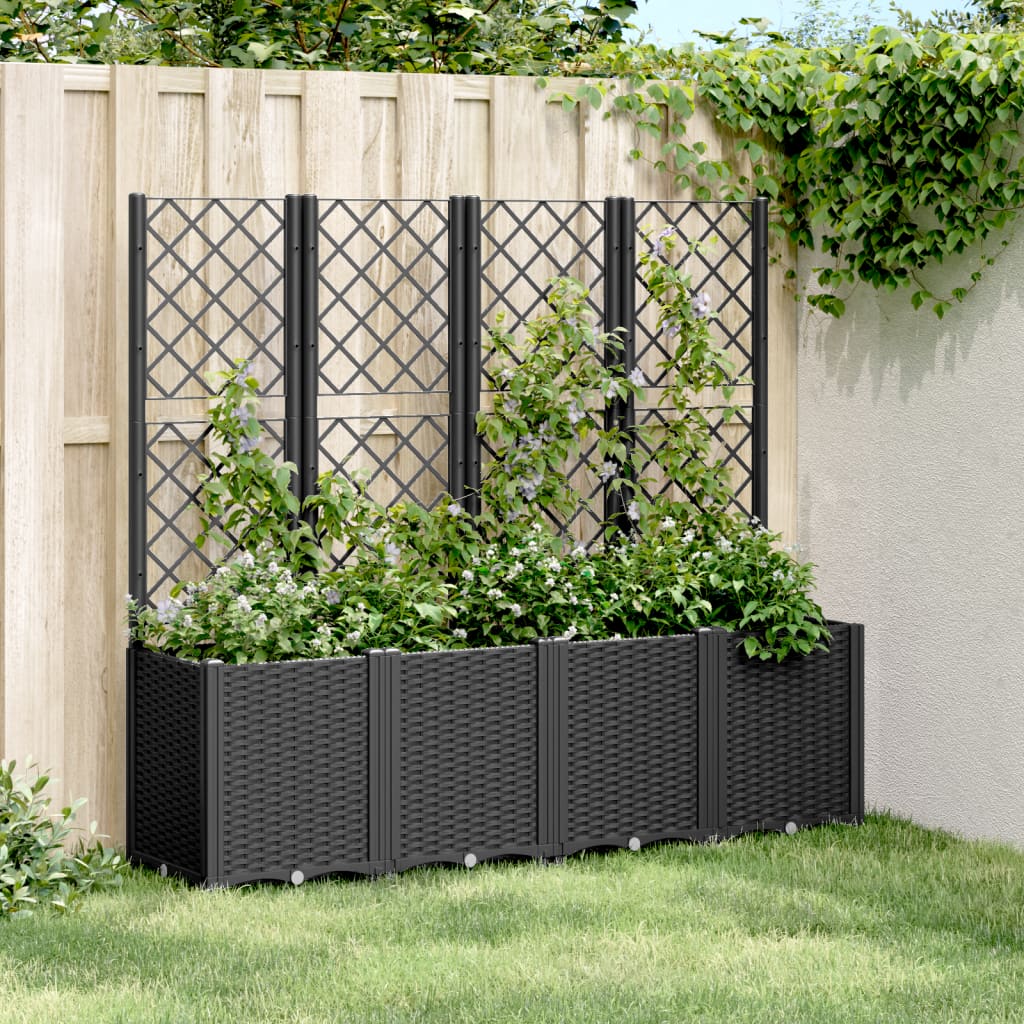 Fioriera da Giardino con Traliccio Nera in PP