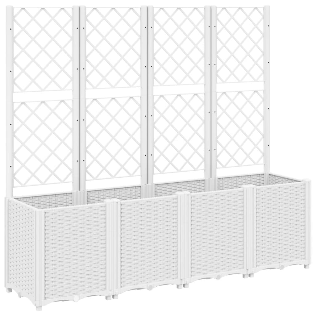 Fioriera da Giardino con Traliccio Bianco 160x40x140 cm in PP - homemem39