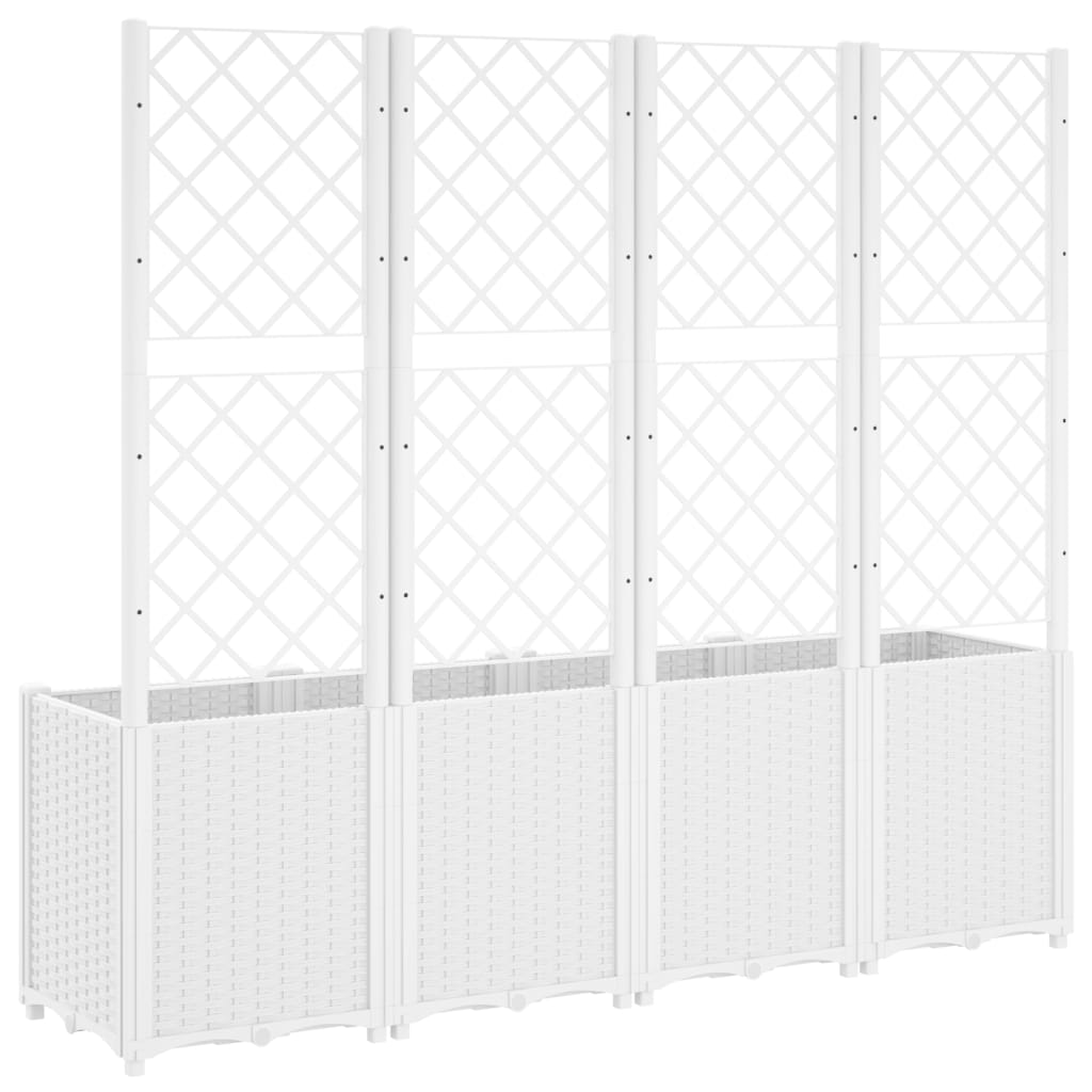 Fioriera da Giardino con Traliccio Bianco 160x40x140 cm in PP - homemem39