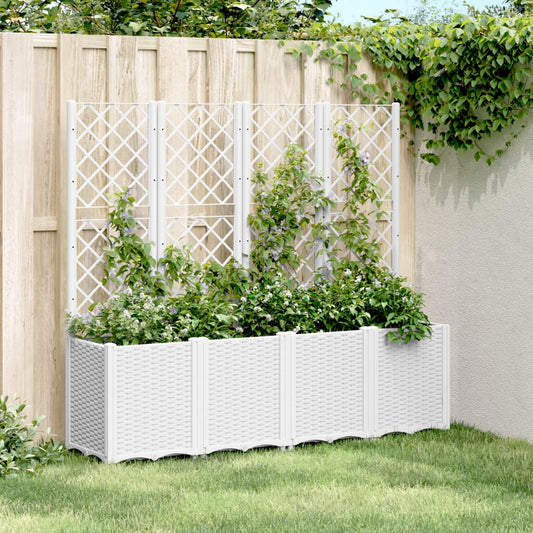Fioriera da Giardino con Traliccio Bianco 160x40x140 cm in PP - homemem39