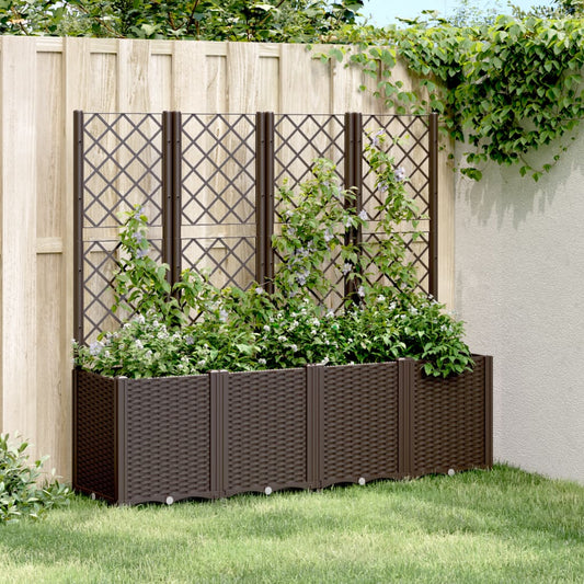 Fioriera da Giardino con Traliccio Marrone 160x40x140 cm in PP | homemem39