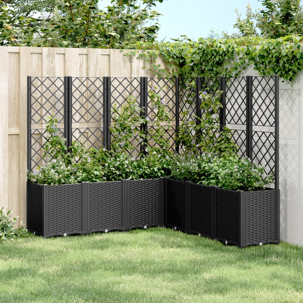 Fioriera da Giardino con Traliccio Nera in PP