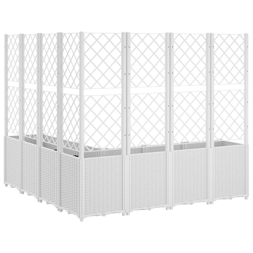 Fioriera da Giardino con Traliccio Bianco 160x160x140 cm in PP
