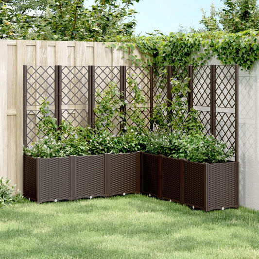 Fioriera da Giardino con Traliccio Marrone 160x160x140 cm in PP - homemem39