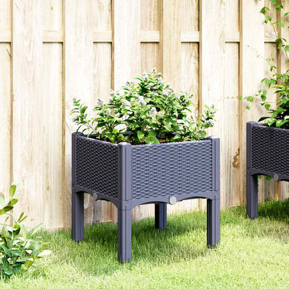 Fioriera da Giardino con Gambe Grigio Blu 40x40x42 cm in PP