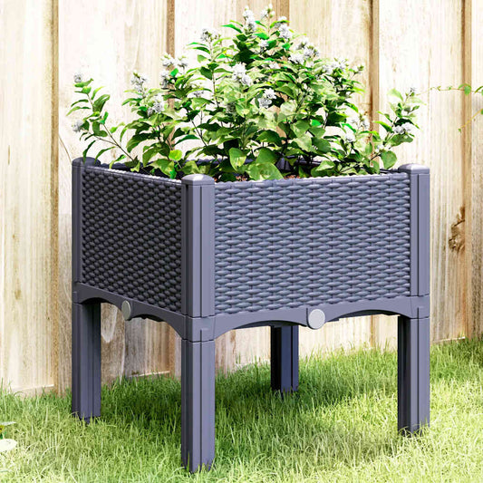 Fioriera da Giardino con Gambe Grigio Blu 40x40x42 cm in PP