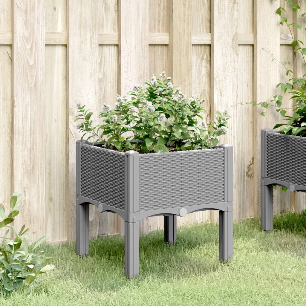 Fioriera da Giardino con Gambe Grigio Chiaro 40x40x42 cm in PP | homemem39
