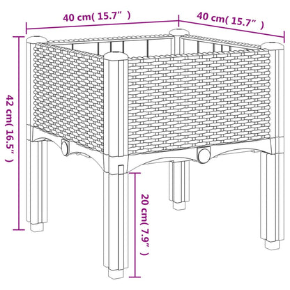 Fioriera da Giardino con Gambe Grigio Chiaro 40x40x42 cm in PP | homemem39