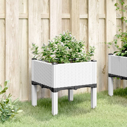 Fioriera da Giardino con Gambe Bianco 40x40x42 cm in PP | homemem39